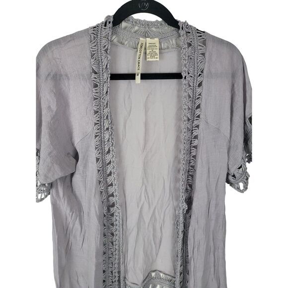 Forgotten Grace Light Weight Cardigan Medium Womens Grey Knit Tassel Boho - Picture 2 of 6